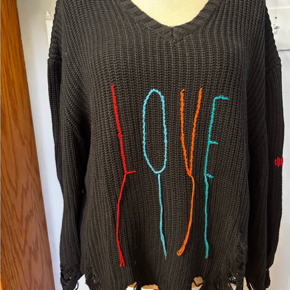 Peace Love World Black Knit Sweater